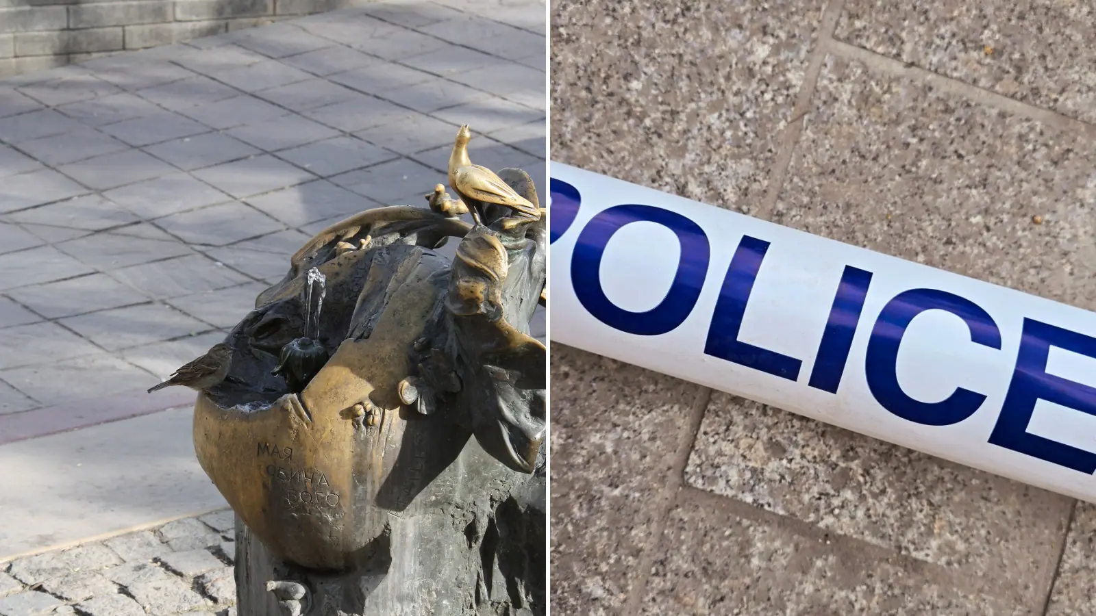 Police close off area around fountain outside presidency in Sofia over suitcase and rucksack